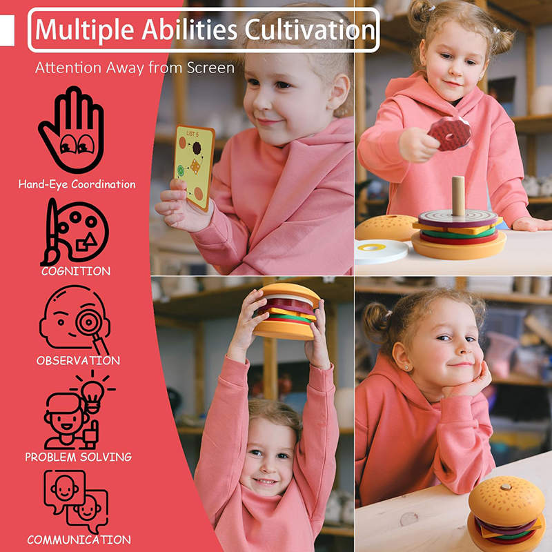 HOLALA Burger & Sandwich Stacking Toy Fine Motor Skills Builder for Kids