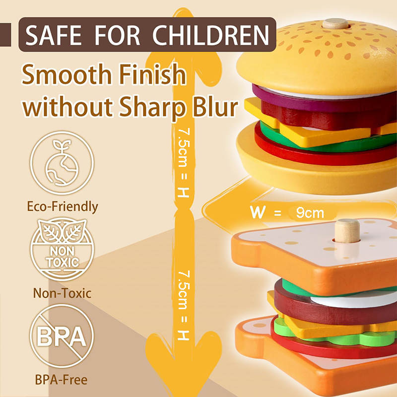 HOLALA  Burger & Sandwich Stacking Toy Fine Motor Skills Builder for Kids