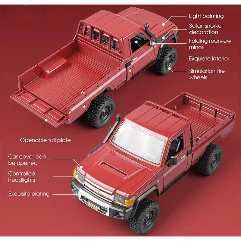 HOLALA 1/12 RC Rock Crawler 2.4GHz All-Terrain Pickup for Adults-Red