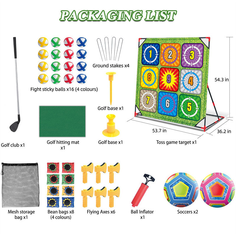 4-in-1 Golf Game Set with Stand Chipping Practice Target Battle-43B
