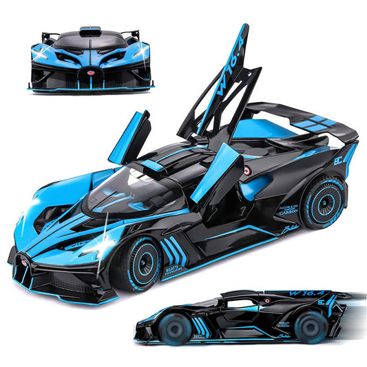 HOLALA 1/24 Alloy Die-Cast Pull-Back Car with Lights & Sound-Blue