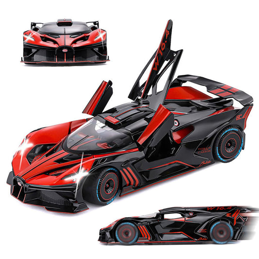 HOLALA 1/24 Alloy Die-Cast Pull-Back Car with Lights & Sound-Red