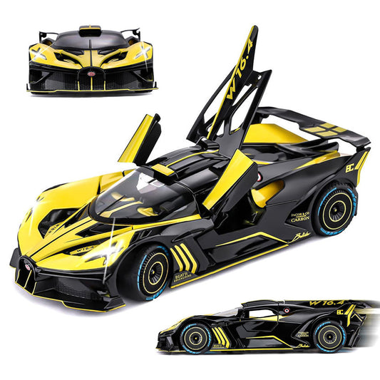 HOLALA 1/24 Alloy Die-Cast Pull-Back Car with Lights & Sound-Yellow