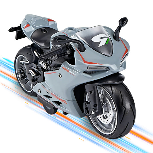 HOLALA 1/12 Scale Pull Back Motorcycle with Music Light & Sound for Kids-Cyan