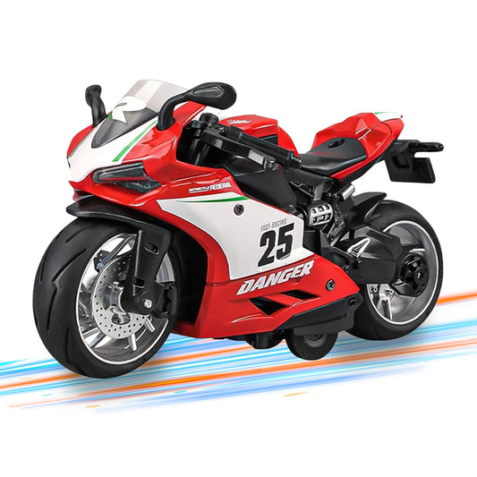 HOLALA 1/12 Scale Pull Back Motorcycle with Music Light & Sound for Kids-Red