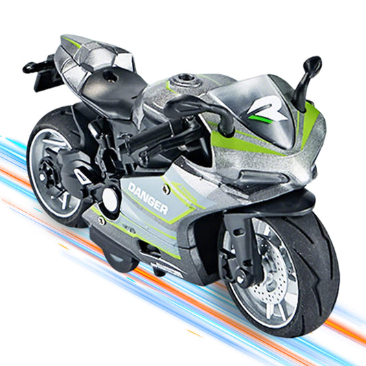 HOLALA 1/12 Scale Pull Back Motorcycle with Music Light & Sound for Kids-Silver