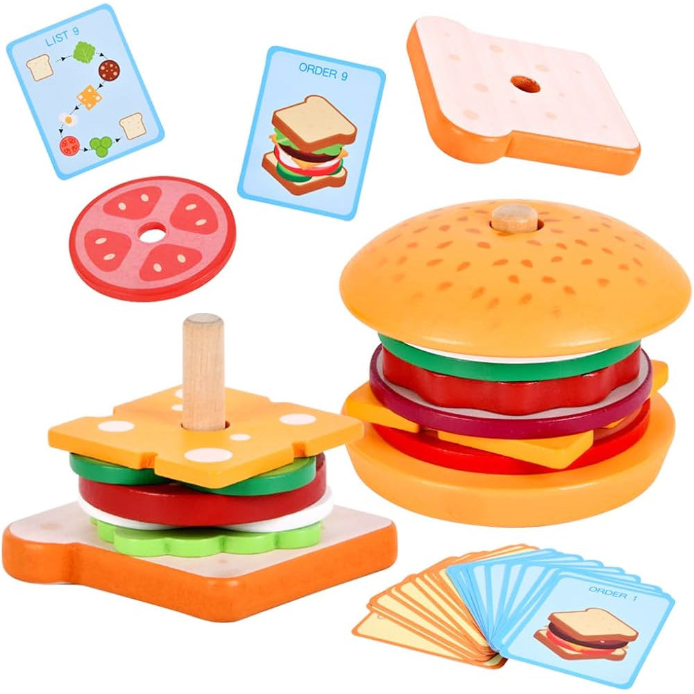 HOLALA  Burger & Sandwich Stacking Toy Fine Motor Skills Builder for Kids